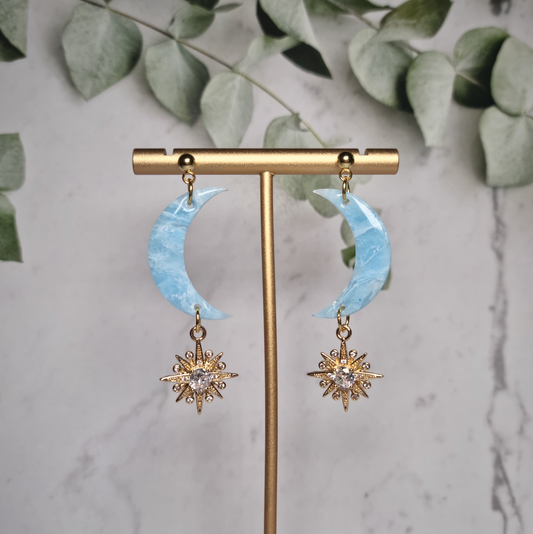 Light Blue Marble Earrings | Hypoallergenic & Handmade