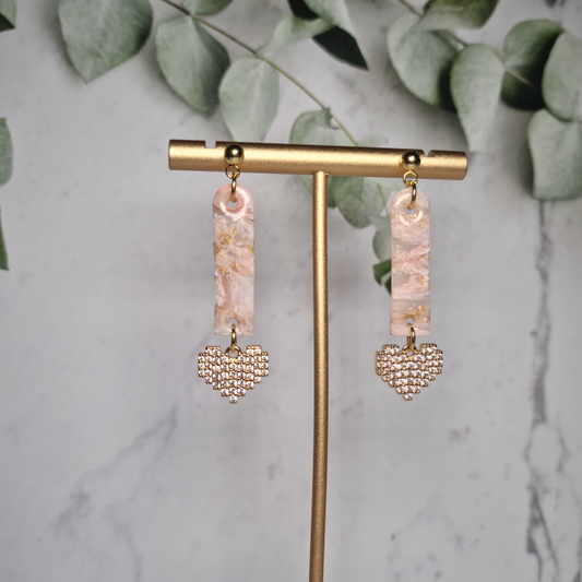 Light Pink Marble Earrings | Hypoallergenic & Handmade